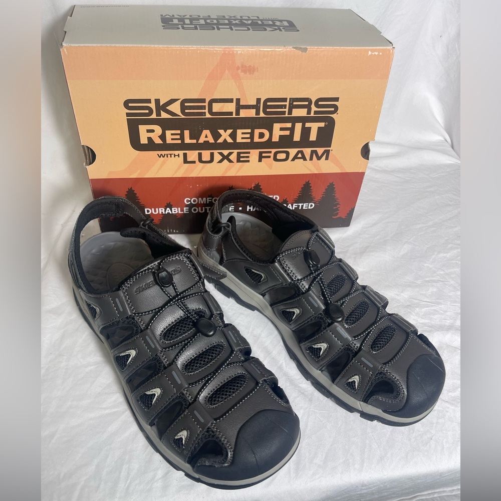 New‎ Size 12 Sketchers Relaxed Fit Tresmen men’s grey Outdoor Sandals 204111
